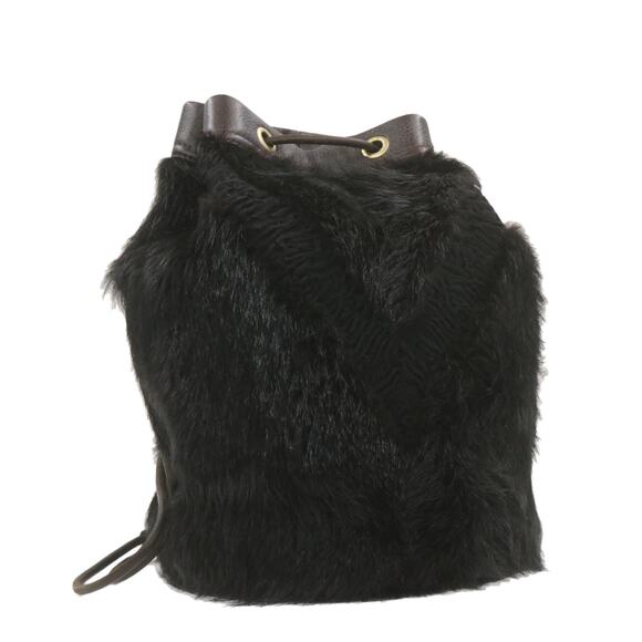 LOUIS VUITTON V Line Shoulder Bag Fur Black - Picture 1 of 16